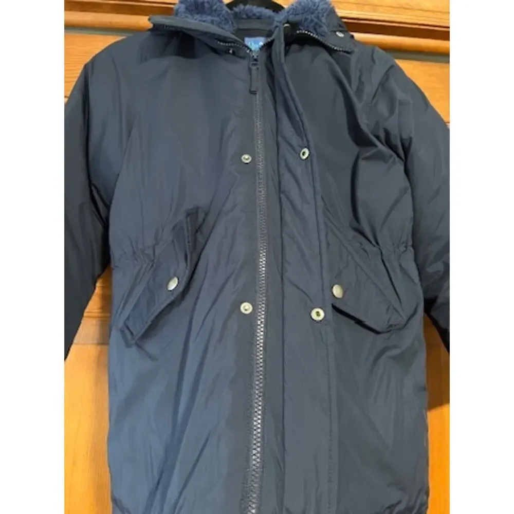 J.Crew Boys Fishtail Parka PrimaLoft Navy Blue Hooded Winter Coat Size S